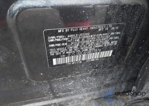 2015 Subaru Forester 2.5I z USA, uszkodzony, nr VIN JF2SJABC4FH817874